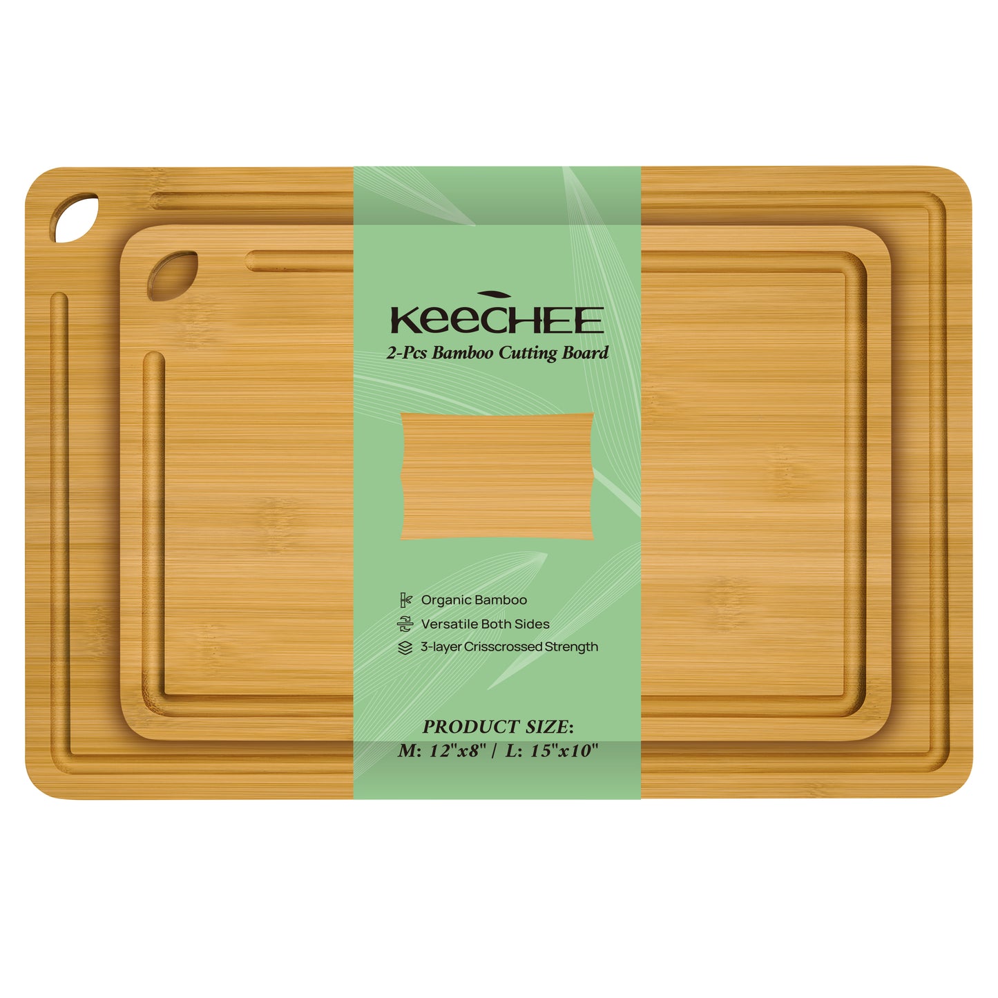 KeeCHEE® 4-teiliges Schneidebrett aus karbonisiertem Bambus