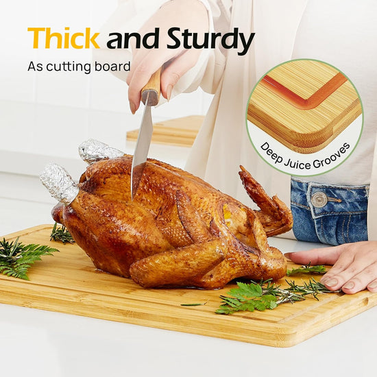 KeeCHEEยฎ Extra Large Natural Bamboo Cutting Board For Kitchen