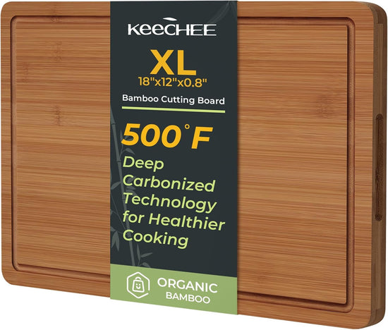 KeeCHEEยฎ Extra Large Natural Bamboo Cutting Board For Kitchen