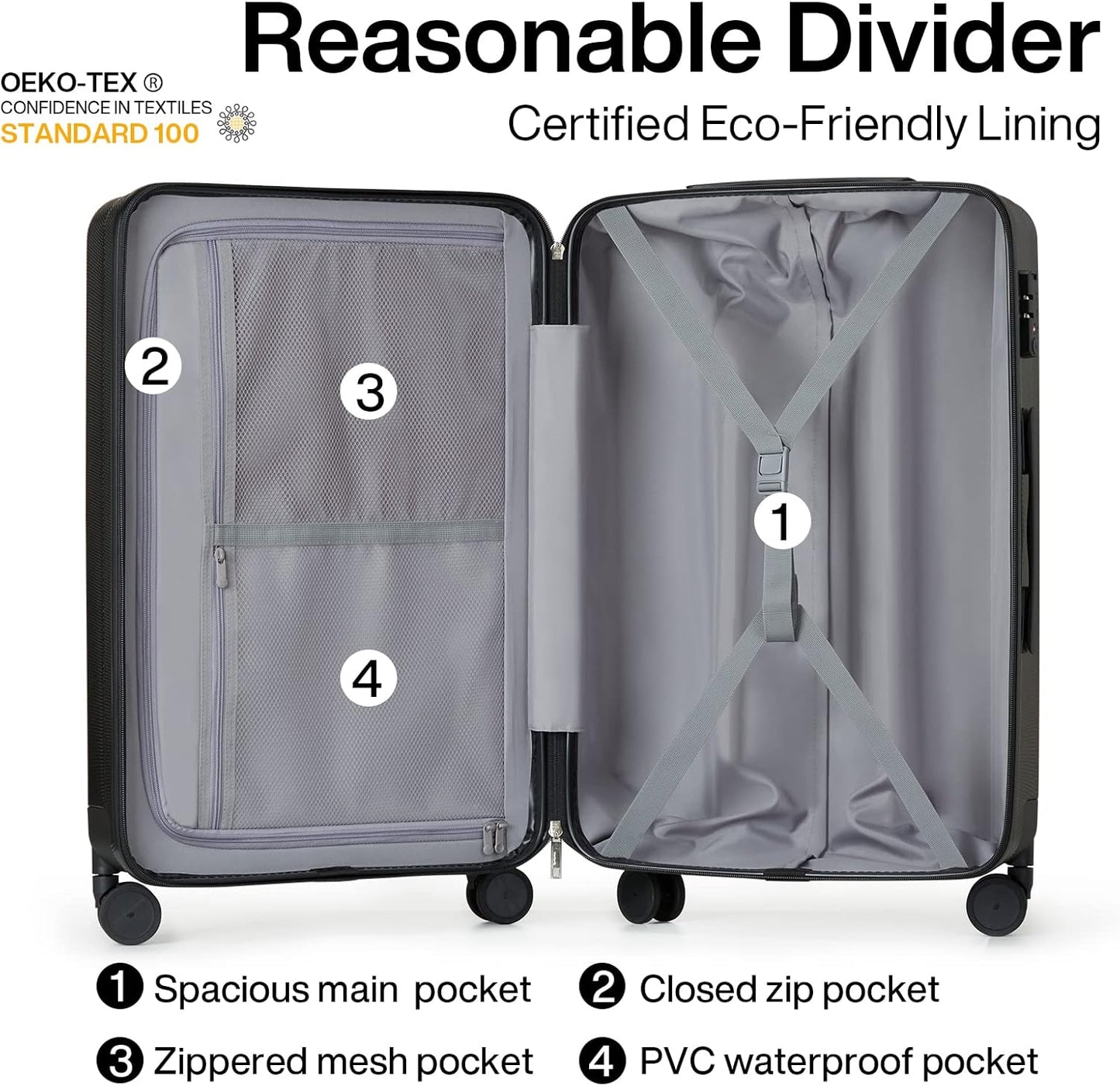 20 Inch Carry On Luggage 22x14x9 Airline Approved Lightweight Suitcases Luggage Bag
