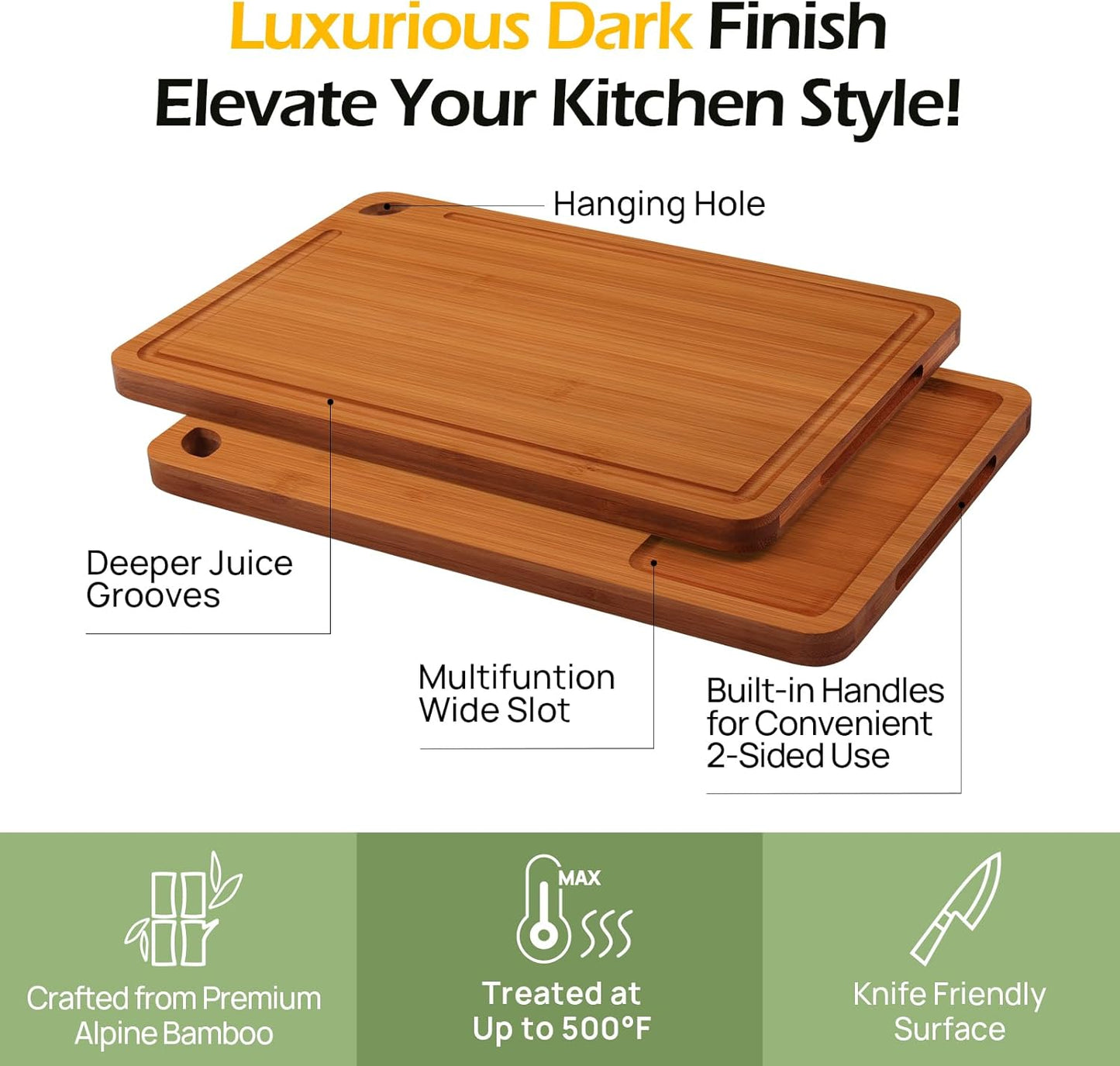 KeeCHEEยฎ 4-Pcs Carbonized Bamboo Cutting Board