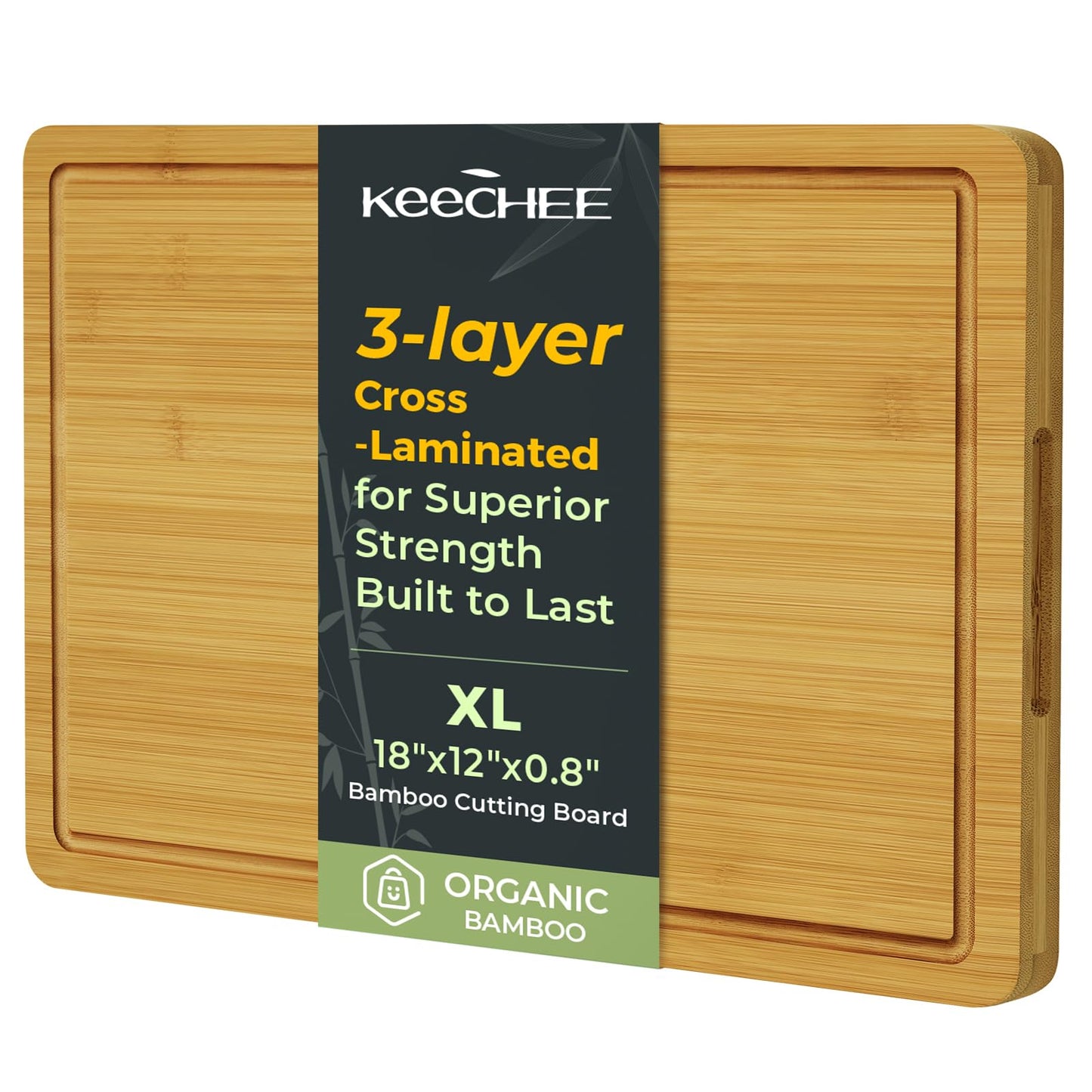 KeeCHEE® Extra Großes Natürliches Bambus-Schneidebrett für die Küche