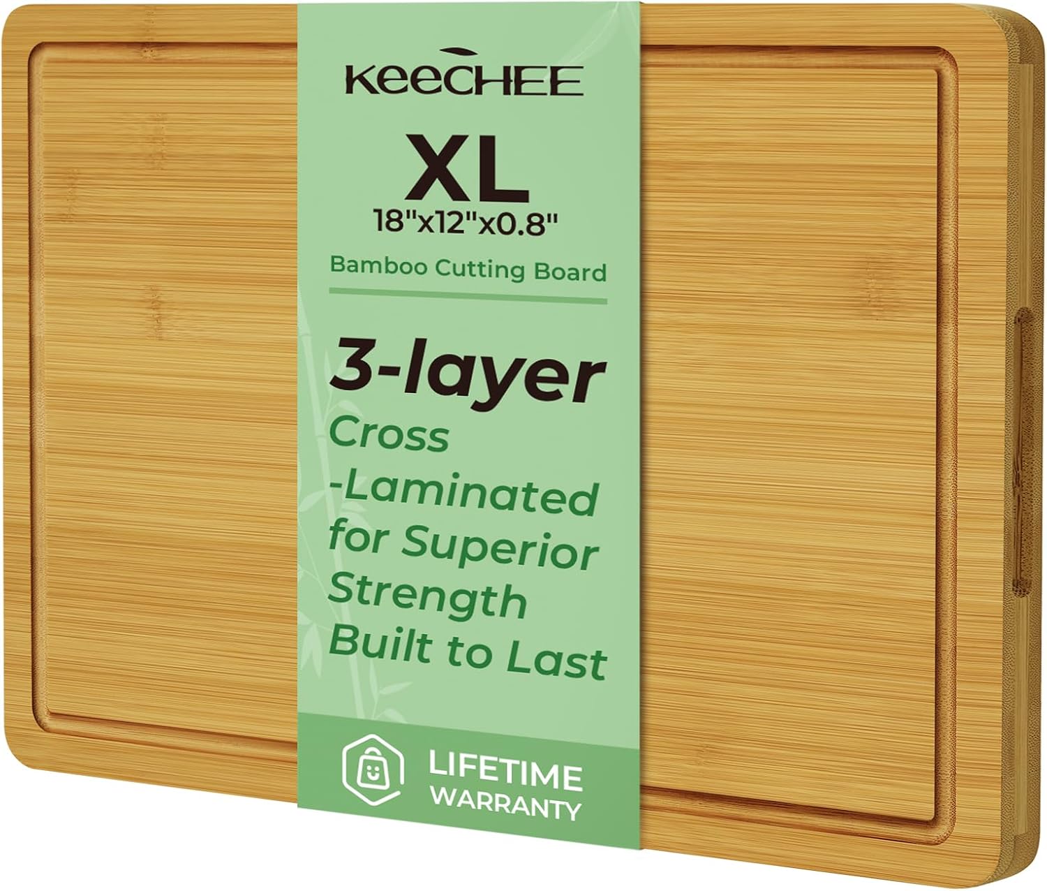 KeeCHEEยฎ Extra Large Natural Bamboo Cutting Board For Kitchen