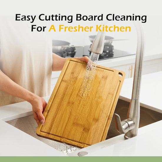 KeeCHEEยฎ Extra Large Natural Bamboo Cutting Board For Kitchen