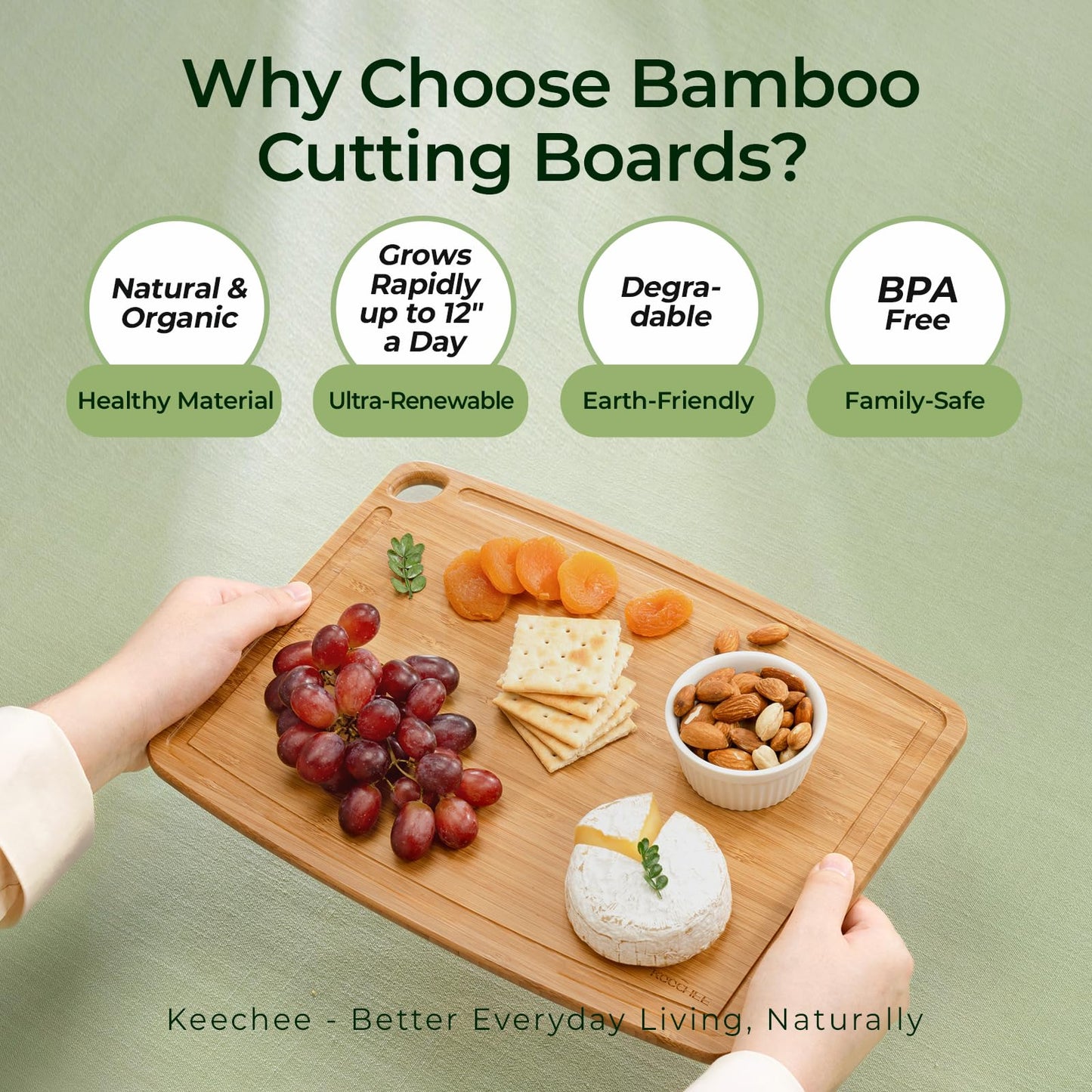 KeeCHEEยฎ Dishwasher Safe Bamboo Cutting Boards