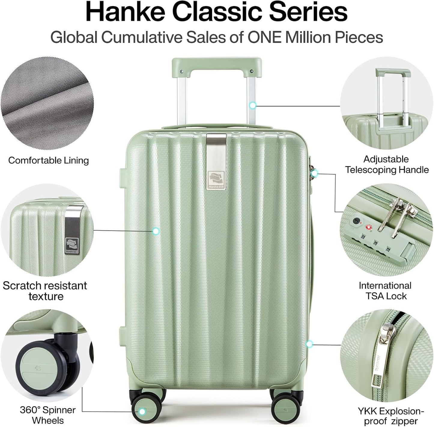 20 Inch Carry On Luggage 22x14x9 Rolling Suitcase Travel Luggage Bag