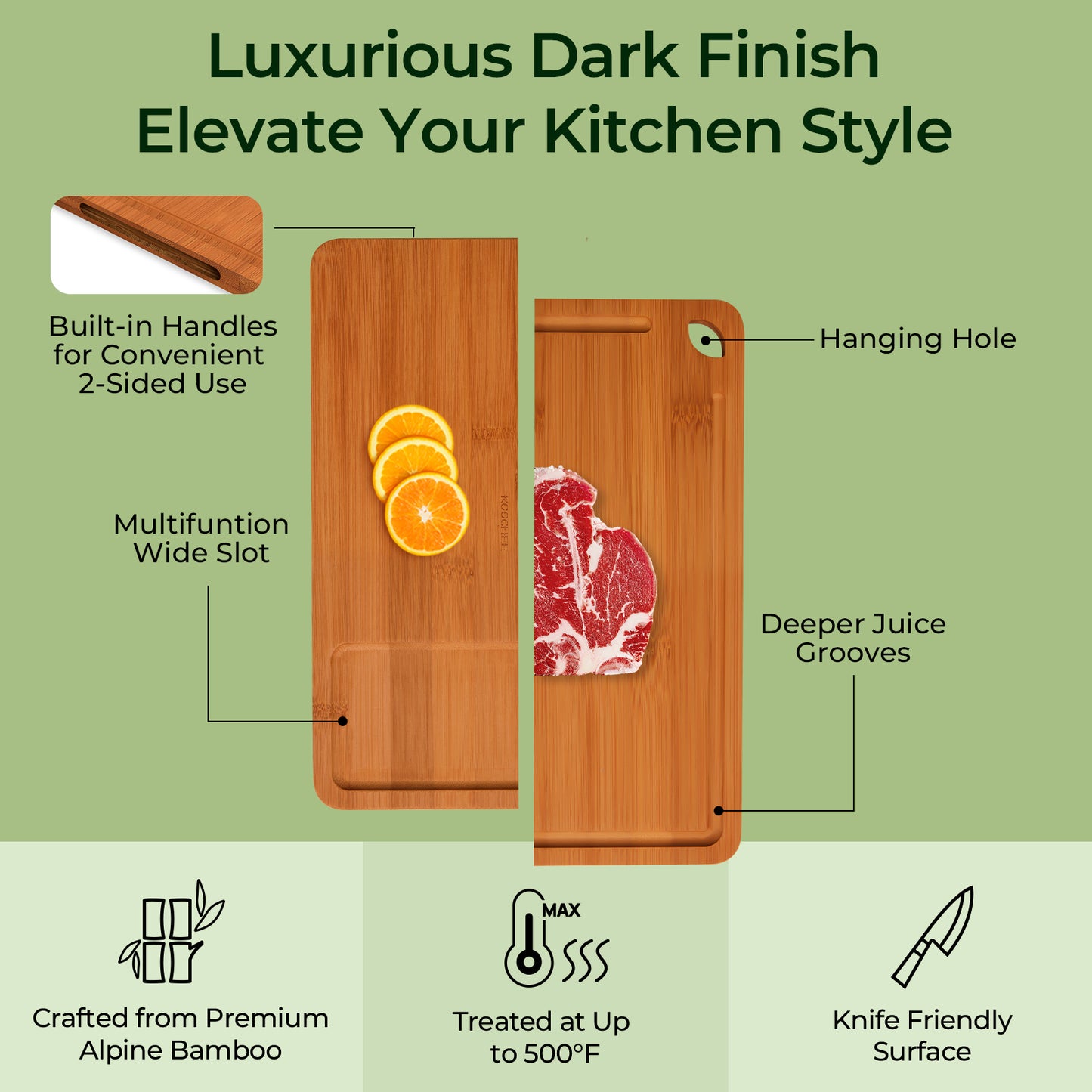 KeeCHEE® 3-Pcs Carbonized / Natural Bamboo Cutting Board
