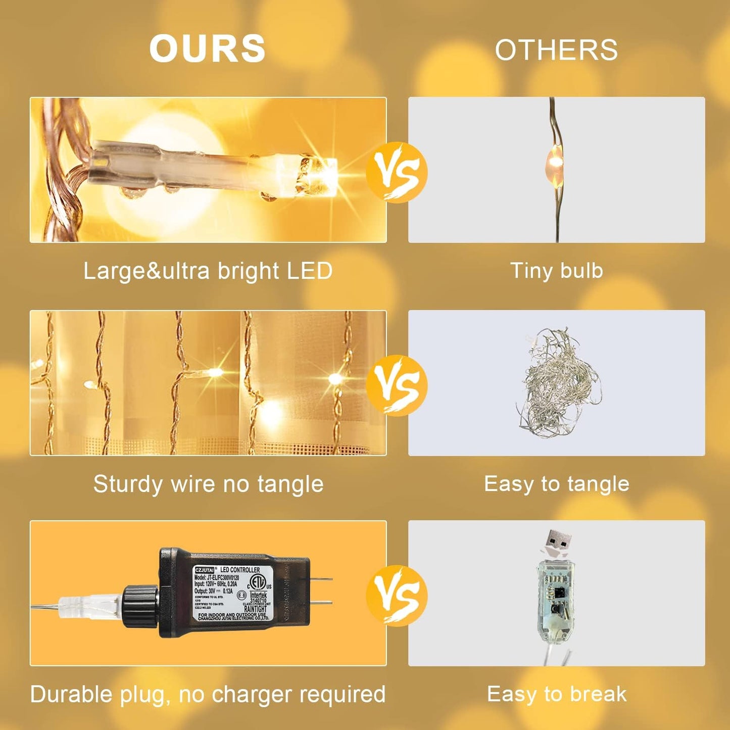 300 LED Remote Curtain Lights Outdoor, Hanging String Lights Party Christmas Patio Dorm Decor, Warm White