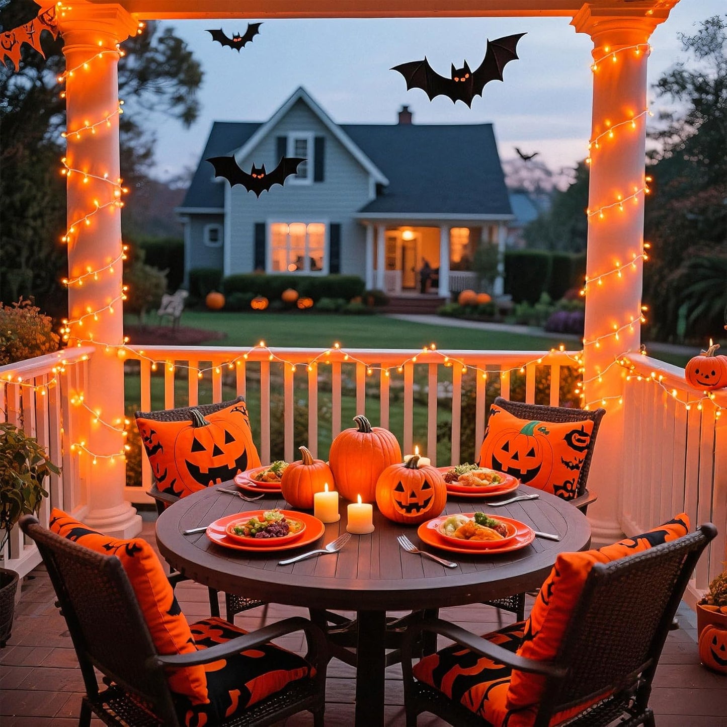 66ft 200 LED Halloween Lights, Connectable Orange String Lights Clear Wire, Fall Light Plug Thanksgiving Fall Halloween Decor