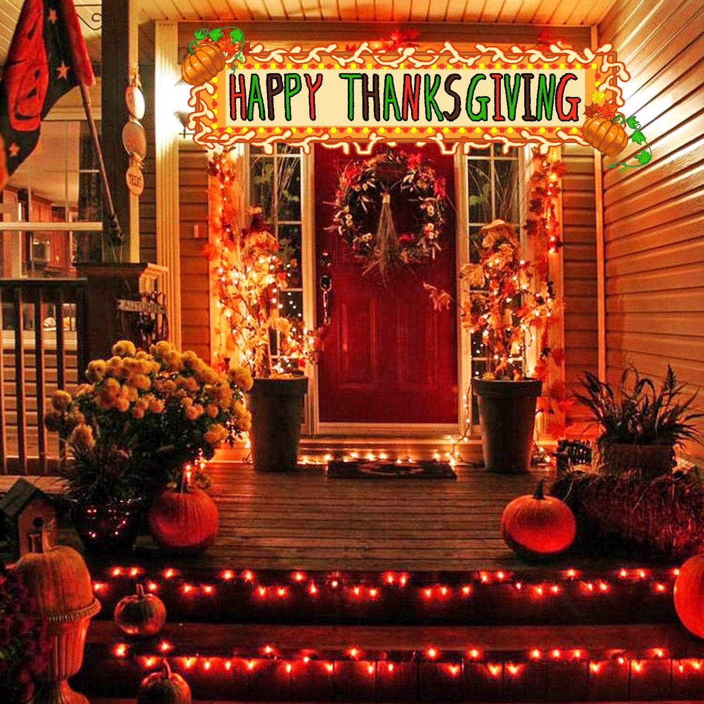 66ft 200 LED Halloween Lights, Connectable Orange String Lights Clear Wire, Fall Light Plug Thanksgiving Fall Halloween Decor