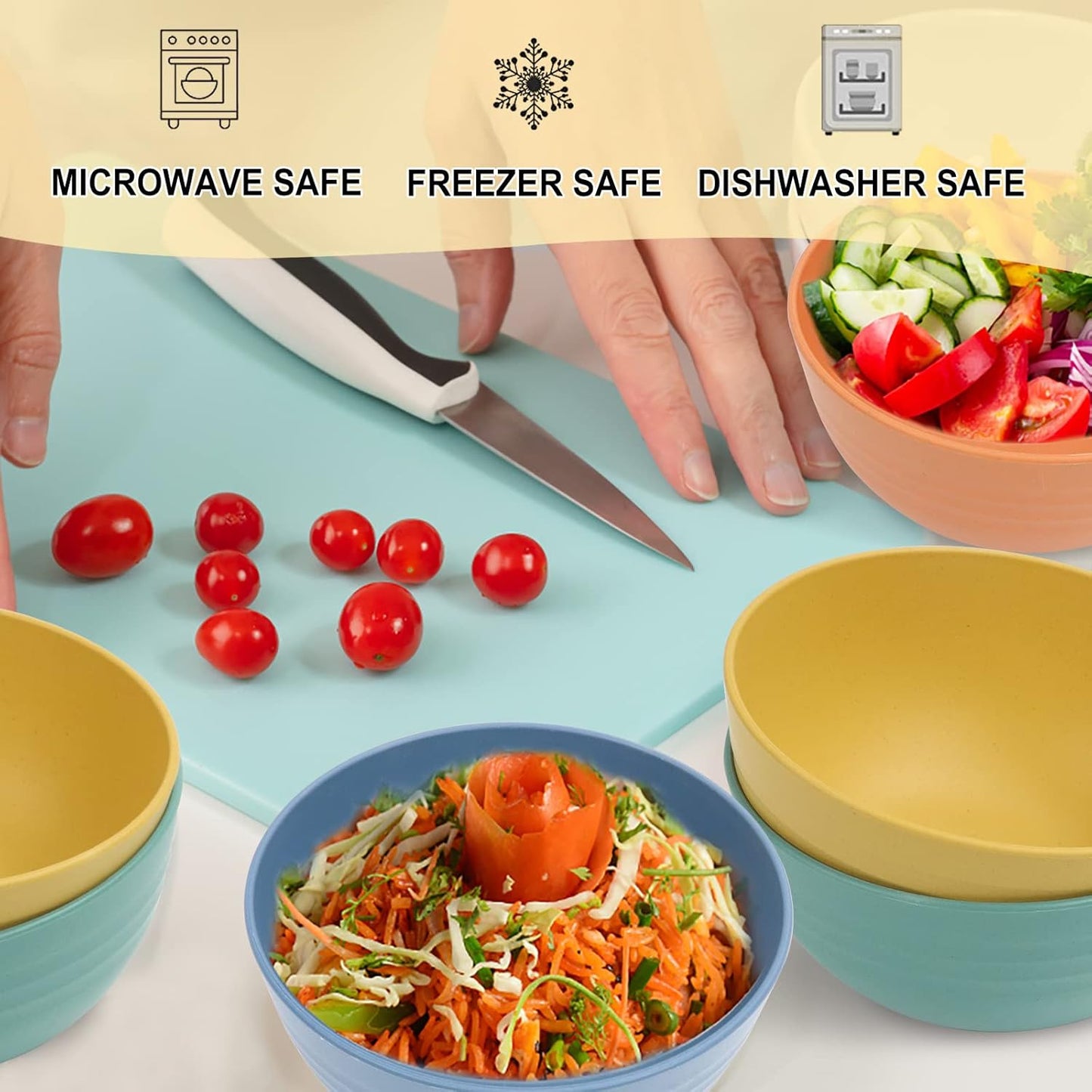 8 PCS Unbreakable Cereal Bowl 26 OZ,Microwave and Dishwasher Safe Bowls