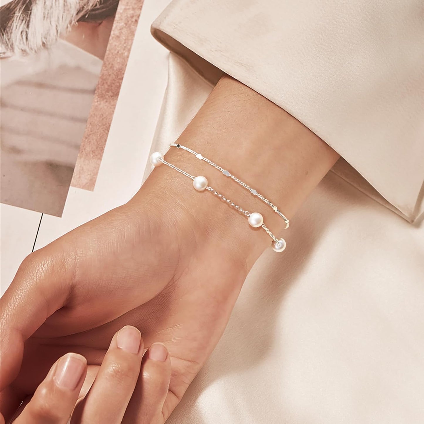 Gold Bracelets for Women,Dainty Bracelets Set Jewelry Gifts