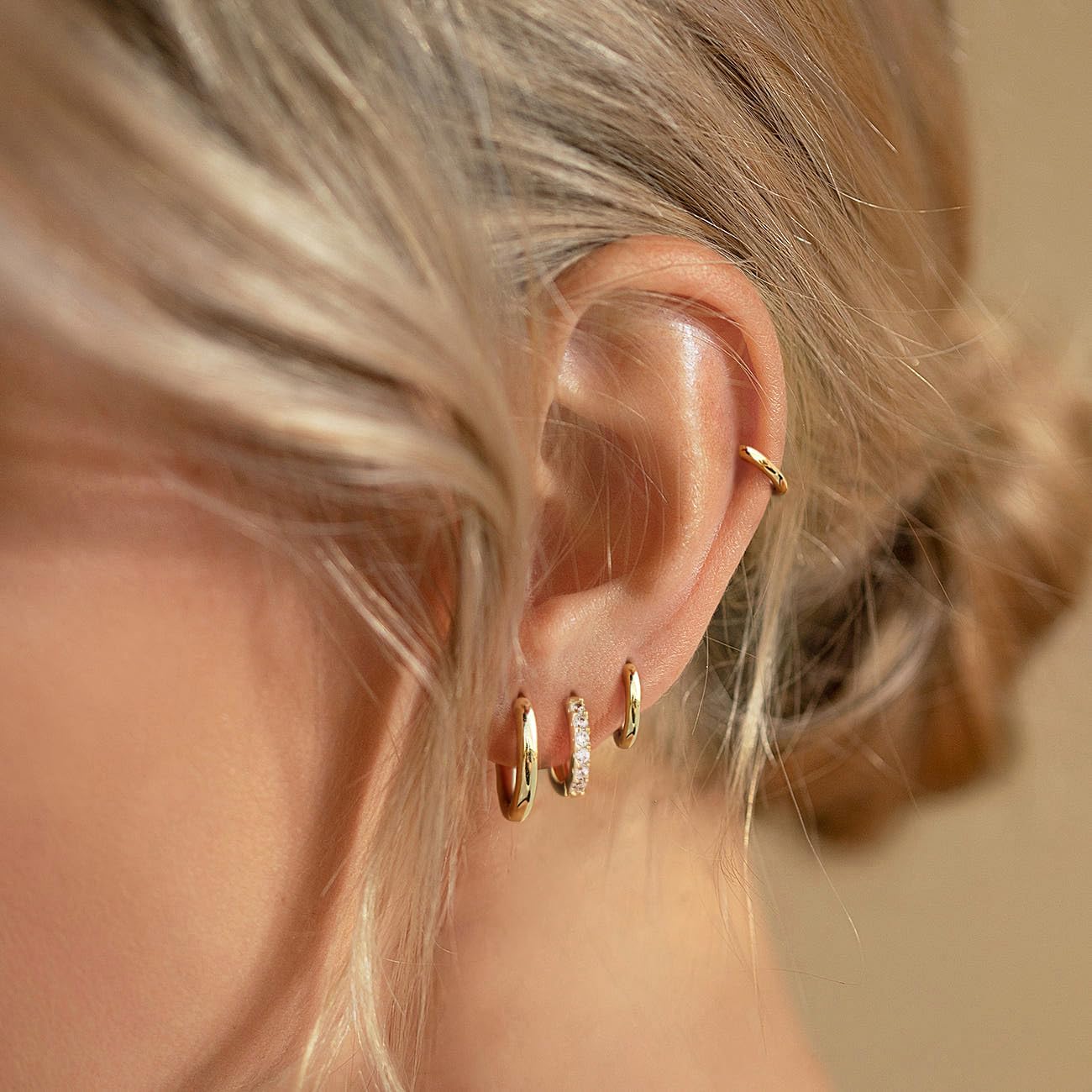 Earrings Set for Women Men Hypoallergenic 14K Gold Plated Stack Cartilage Earrings Jewelry Set Gifts