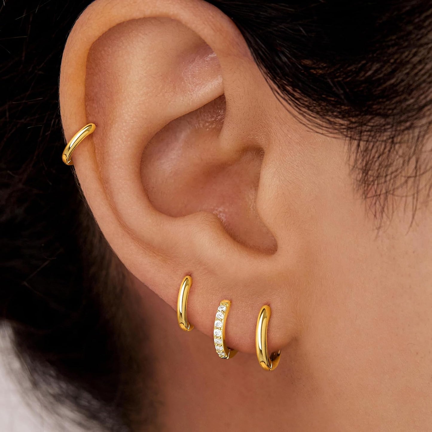 Earrings Set for Women Men Hypoallergenic 14K Gold Plated Stack Cartilage Earrings Jewelry Set Gifts