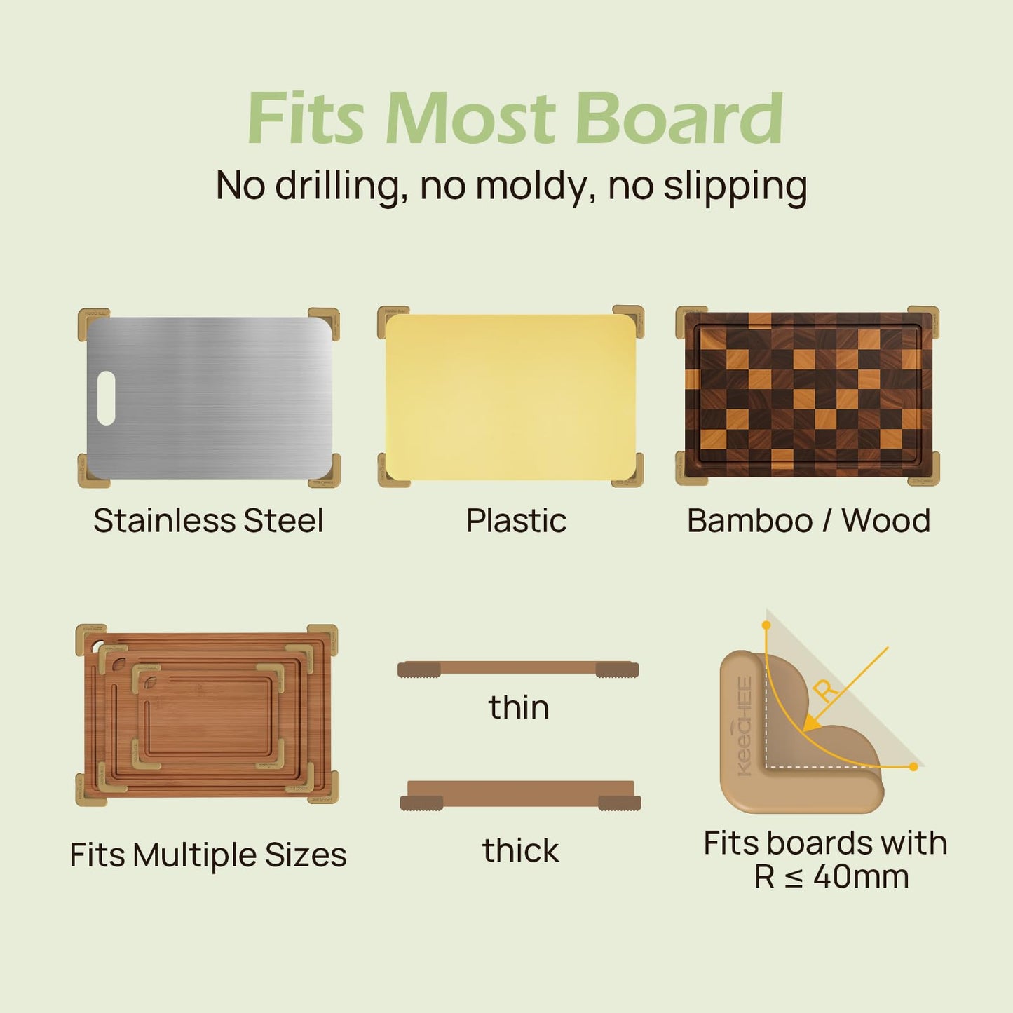 KeeCHEEยฎ Silicone Non-Slip Feet for Cutting board