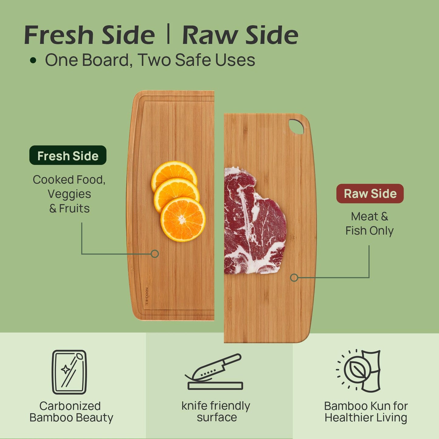 KeeCHEEยฎ Dishwasher Safe Bamboo Cutting Boards
