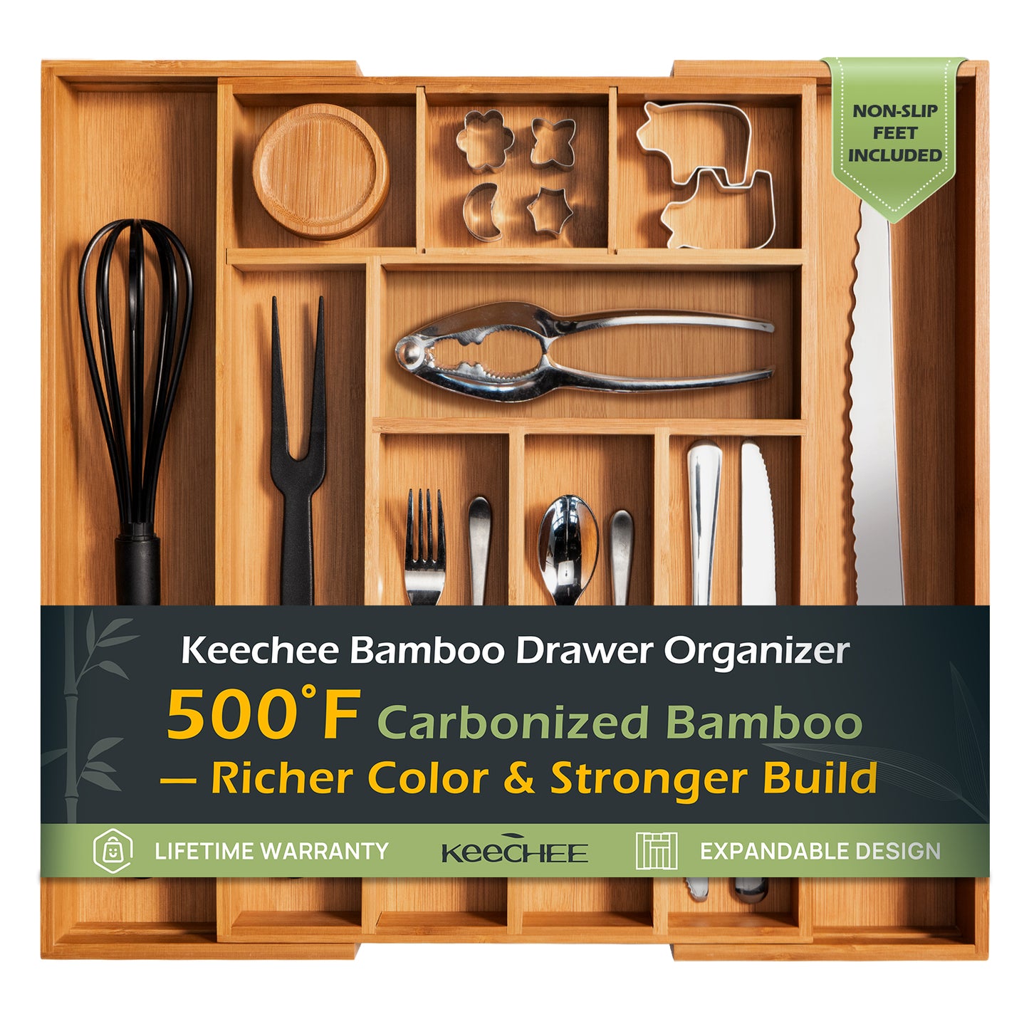 KeeCHEE® 8-10 Fächer erweiterbarer Besteckorganizer