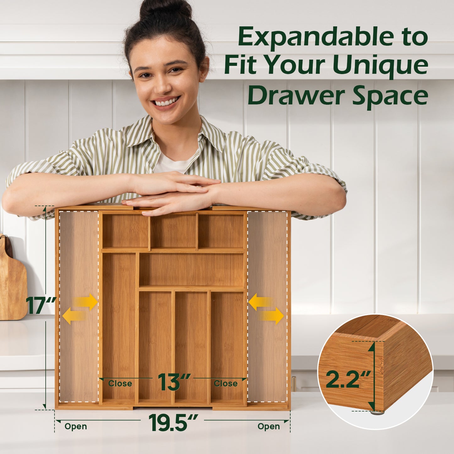 KeeCHEE® 8-10 Fächer erweiterbarer Besteckorganizer