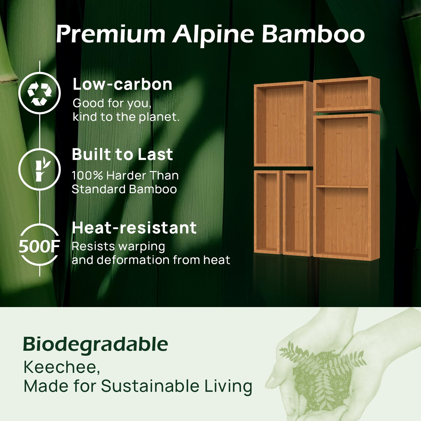 KeeCHEE® 5 pcs Bamboo Drawer Organizer Set