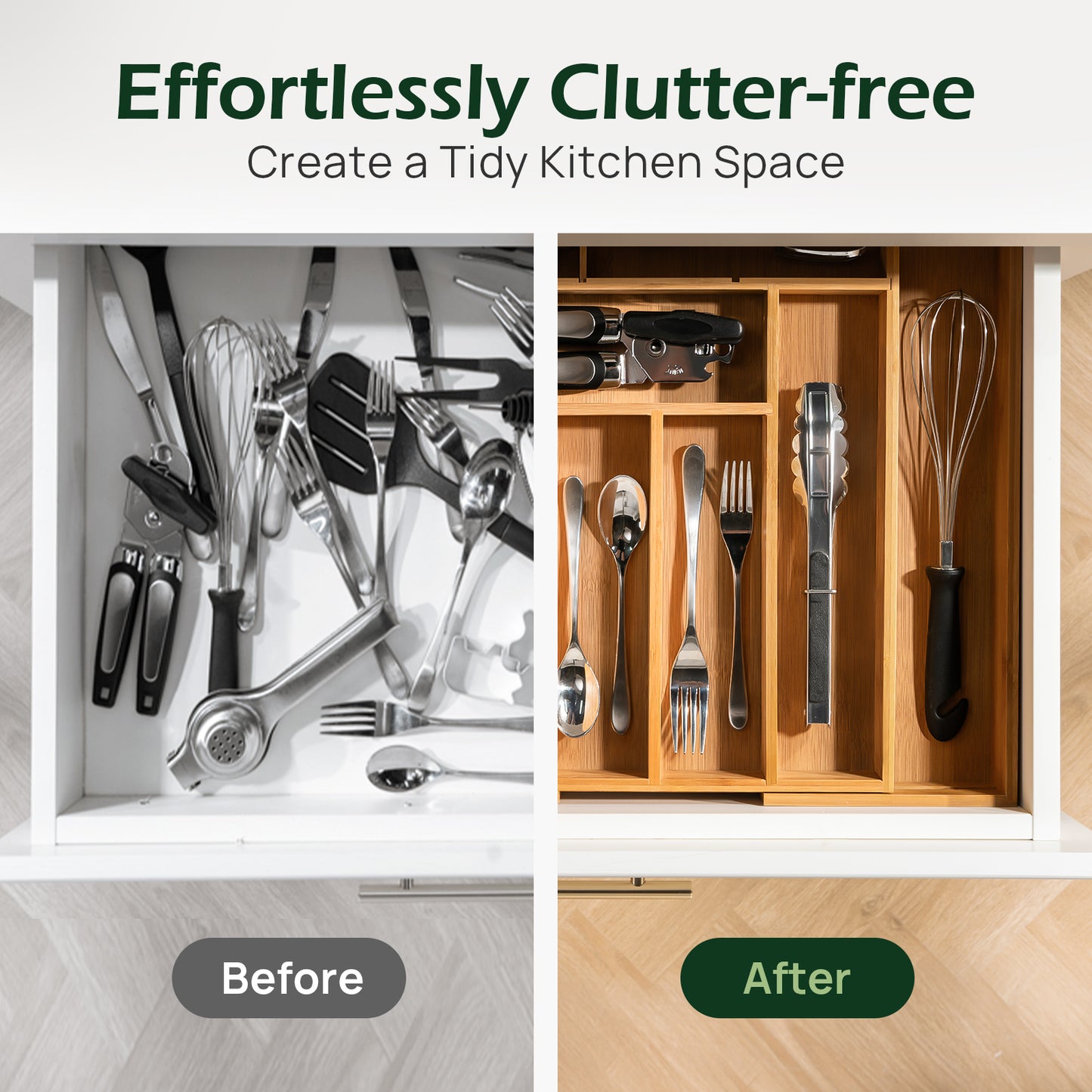 KeeCHEE® 8-10 Fächer erweiterbarer Besteckorganizer