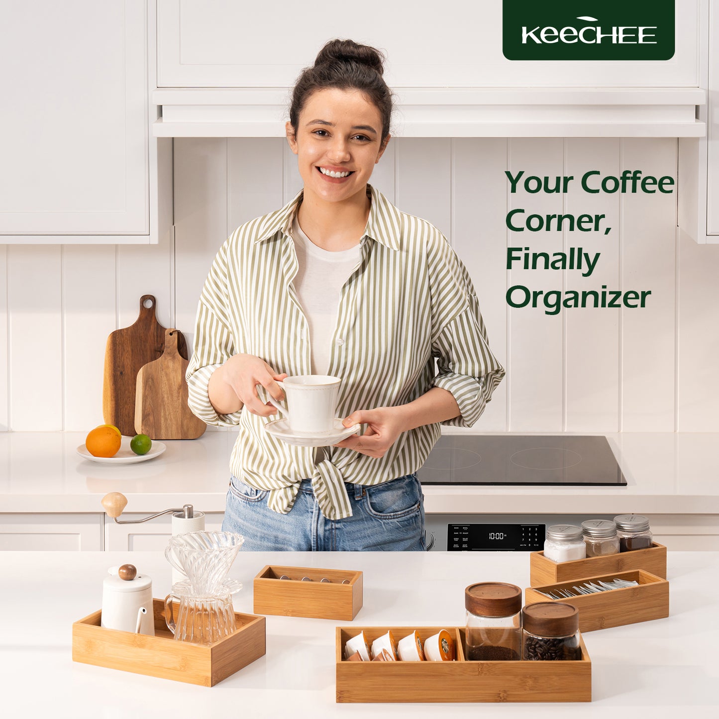 KeeCHEE® 5 pcs Bamboo Drawer Organizer Set