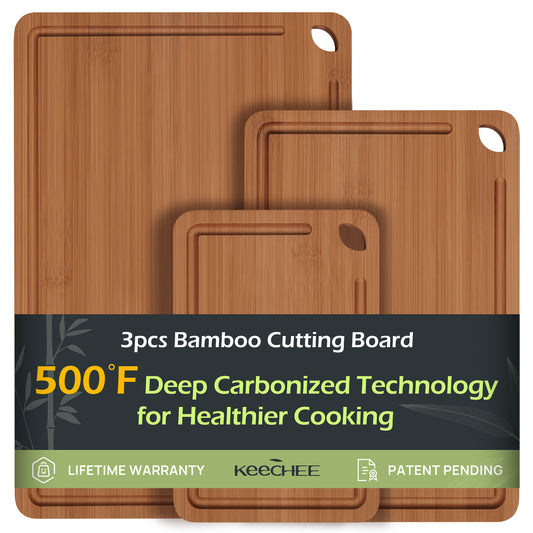 KeeCHEE® 3-Pcs Bamboo Cutting Board