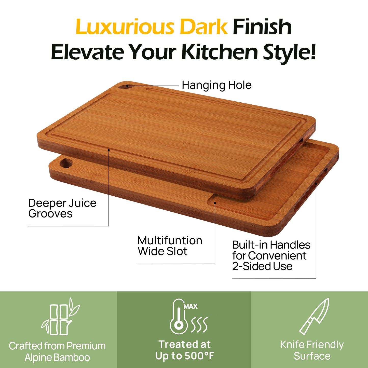 KeeCHEE® 3-Pcs Bamboo Cutting Board