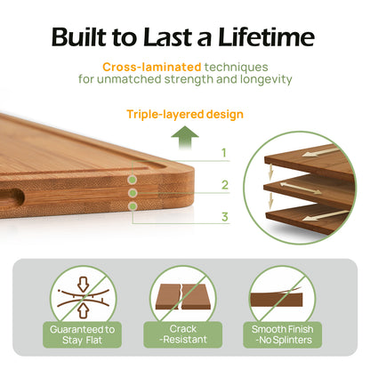KeeCHEE® 3-Pcs Bamboo Cutting Board