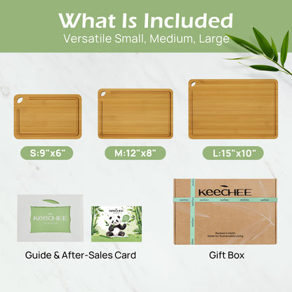 KeeCHEE® 3-Pcs Bamboo Cutting Board