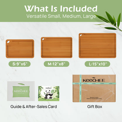 KeeCHEE® 3-Pcs Bamboo Cutting Board