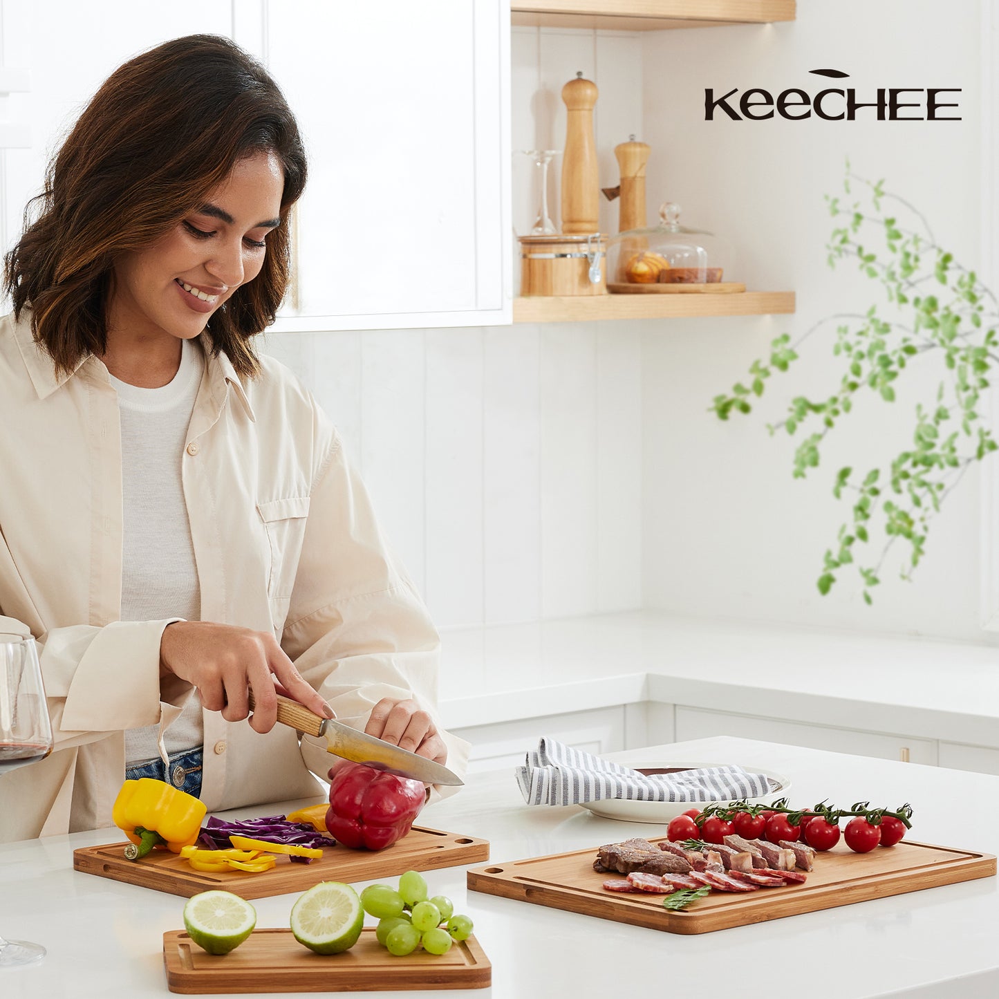 KeeCHEE® 3-Pcs Bamboo Cutting Board