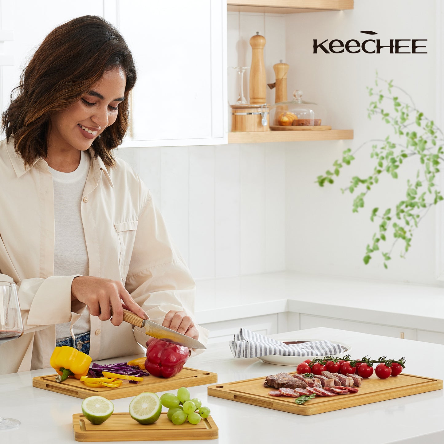 KeeCHEE® 3-Pcs Bamboo Cutting Board