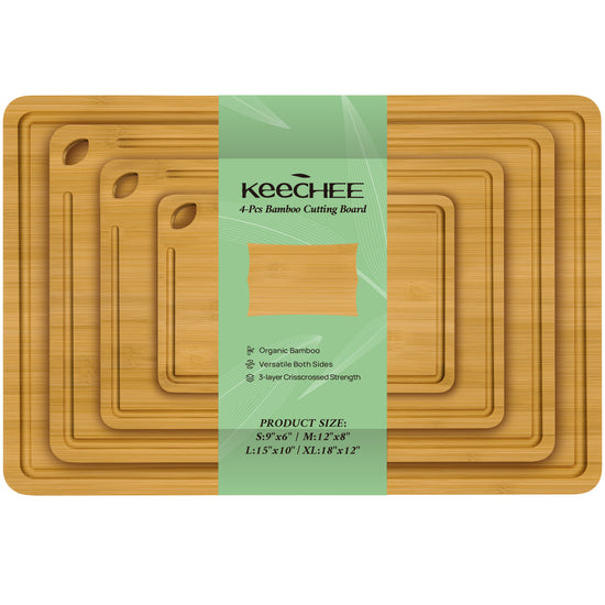 KeeCHEE® 4-Pcs Carbonized Bamboo Cutting Board