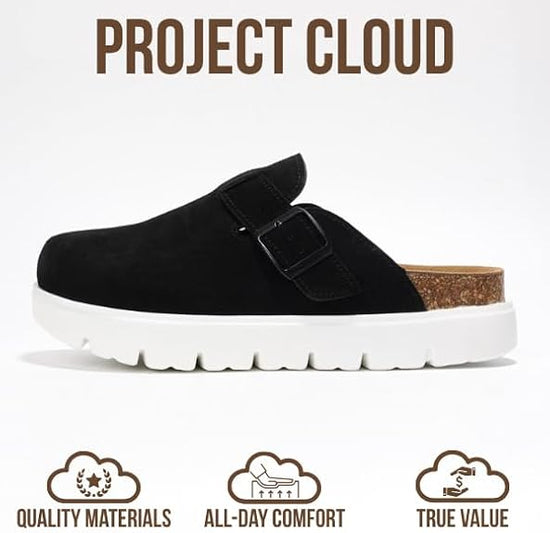 Genuine Leather Women Footwear - Memory Foam Arch Support Cork Footbed Casual Shoes & Mules
