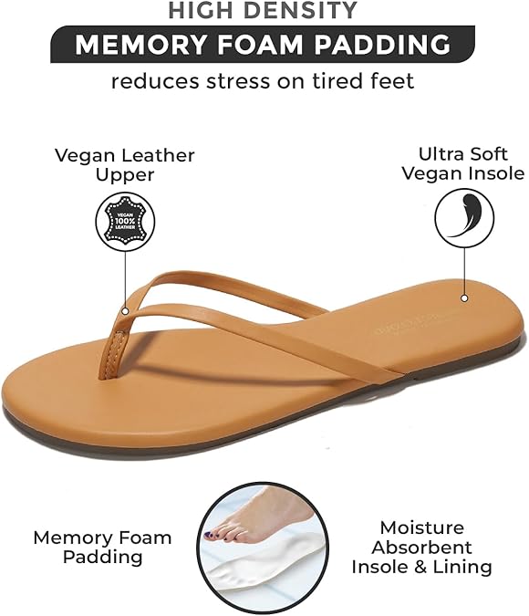 Foam Flats Summer Sandals for Women Vegan Leather Lightweight Beach Slides