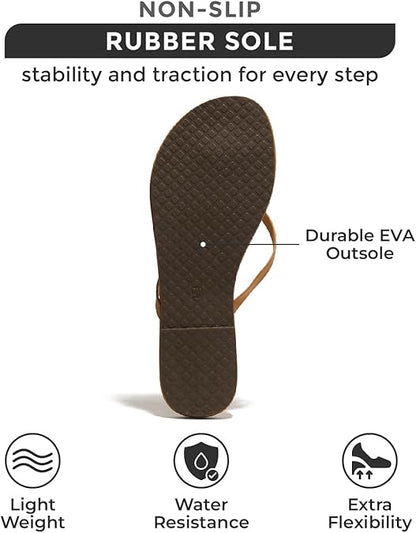 Foam Flats Summer Sandals for Women Vegan Leather Lightweight Beach Slides