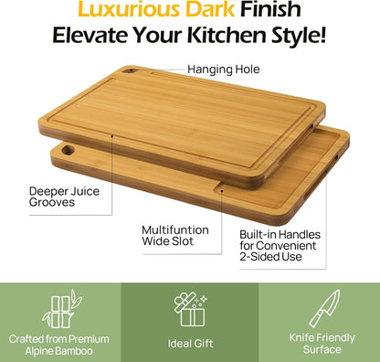 KeeCHEE®  2-Pcs Bamboo Cutting Board