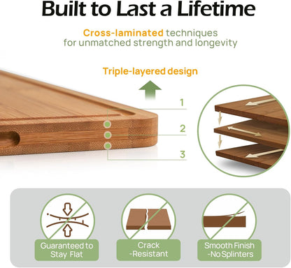 KeeCHEE® 4-Pcs Bamboo Cutting Board