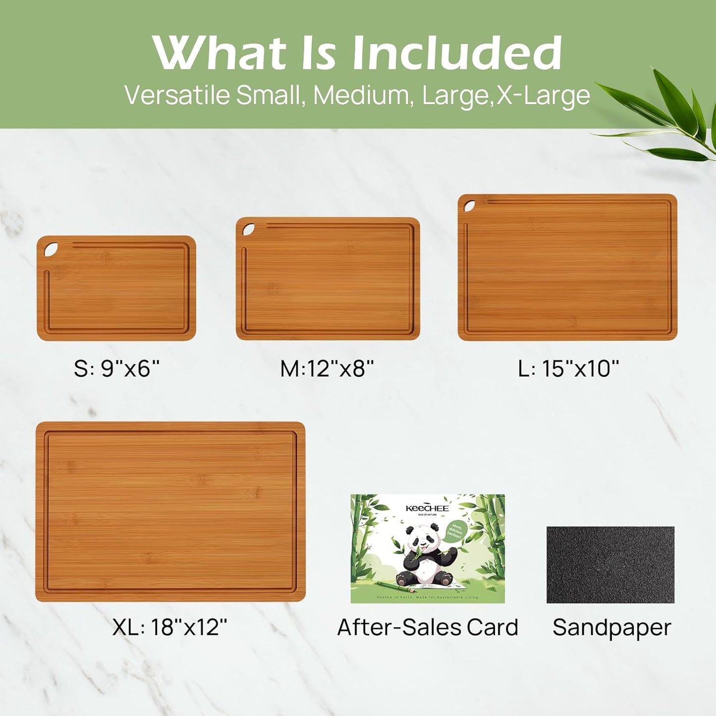 KeeCHEE® 4-Pcs Bamboo Cutting Board