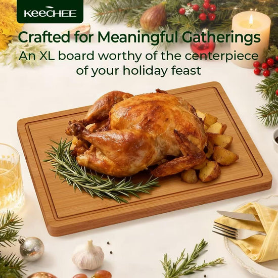 KeeCHEE® Extra Großes Natürliches Bambus-Schneidebrett für die Küche