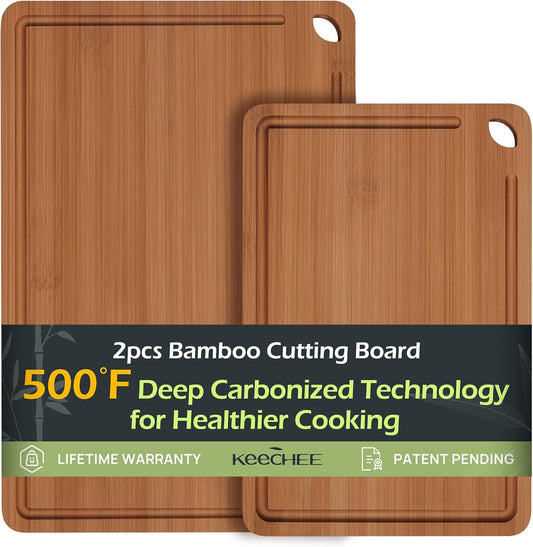 KeeCHEE®  2-Pcs Bamboo Cutting Board