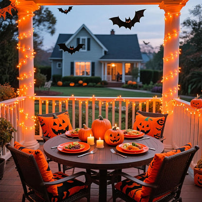 66ft 200 LED Halloween Lights, Connectable Orange String Lights Clear Wire, Fall Light Plug Thanksgiving Fall Halloween Decor
