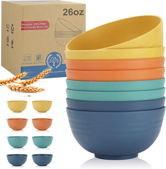 8 PCS Unbreakable Cereal Bowl 26 OZ,Microwave and Dishwasher Safe Bowls