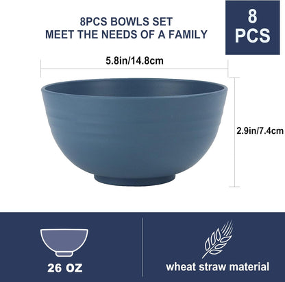 8 PCS Unbreakable Cereal Bowl 26 OZ,Microwave and Dishwasher Safe Bowls