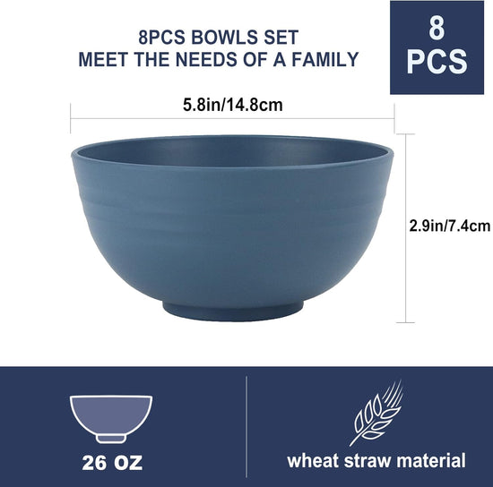 8 PCS Unbreakable Cereal Bowl 26 OZ,Microwave and Dishwasher Safe Bowls