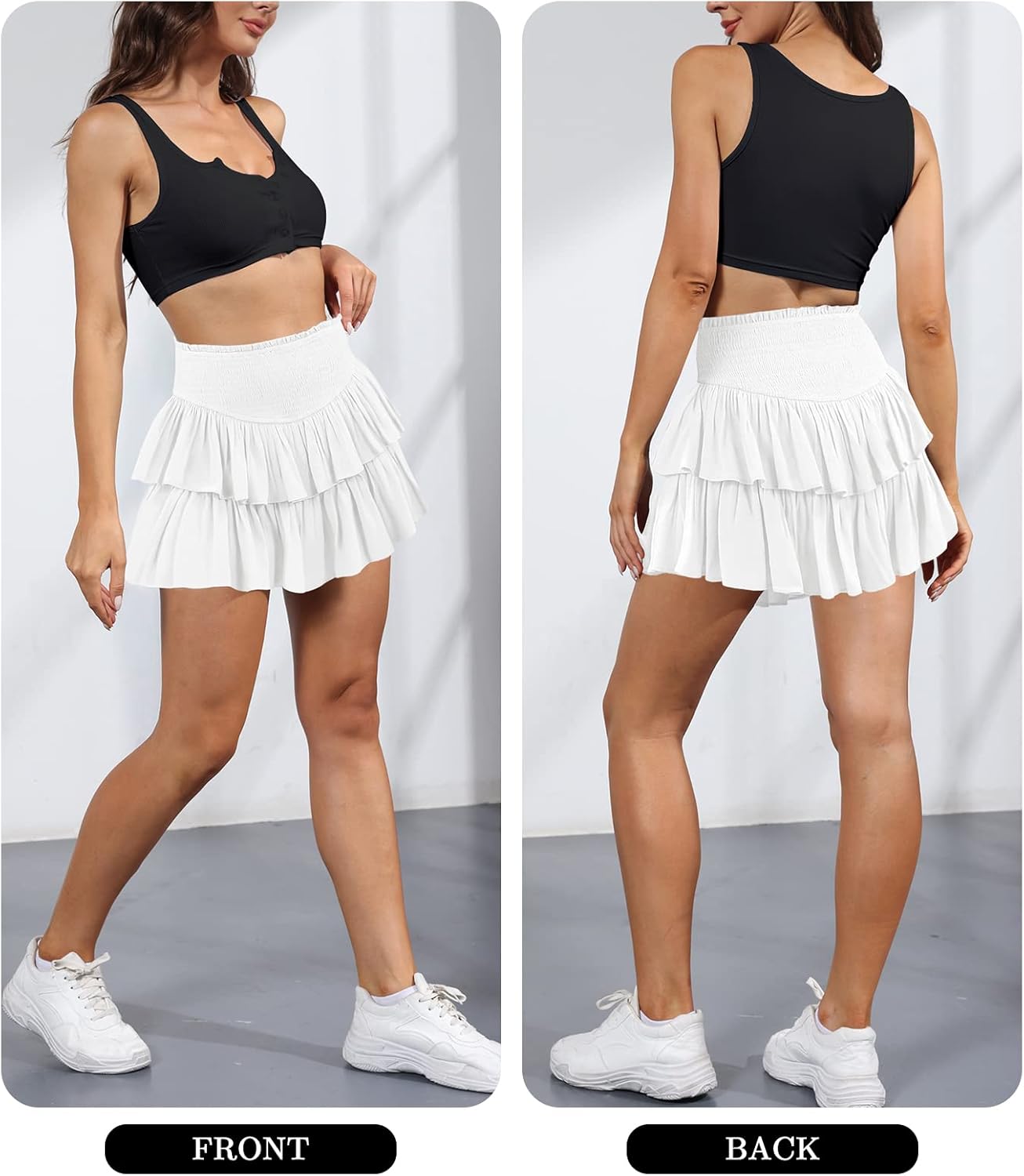 Women's Cute High Waist Ruffle Mini Skirt Swing Beach Mini Short Skirt