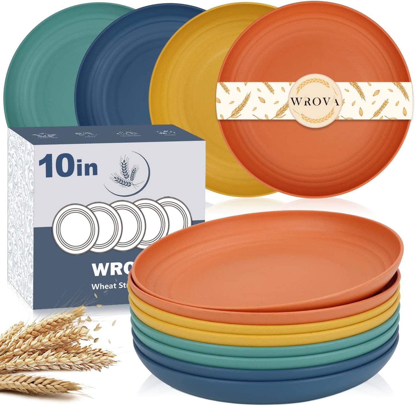 10 Inch Unbreakable Dinner Plates Set of 8 - Dishwasher & Microwave Safe