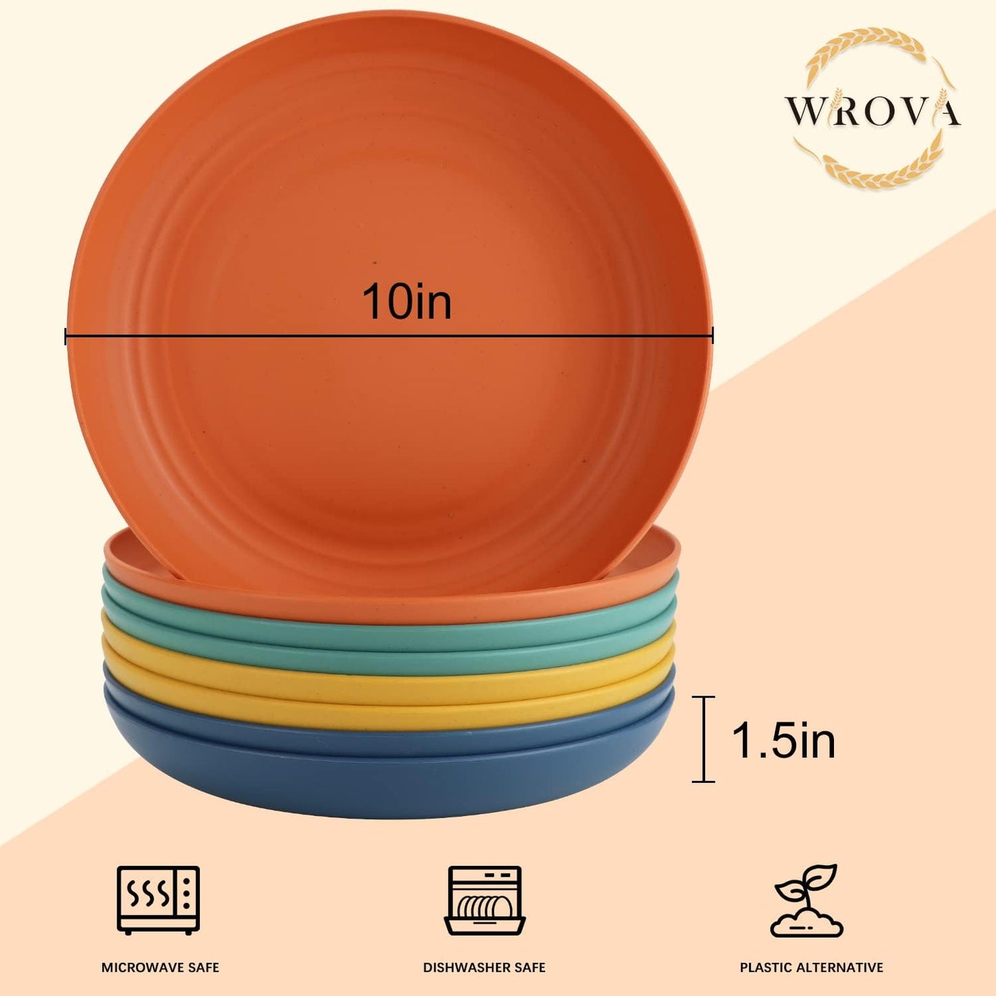 10 Inch Unbreakable Dinner Plates Set of 8 - Dishwasher & Microwave Safe