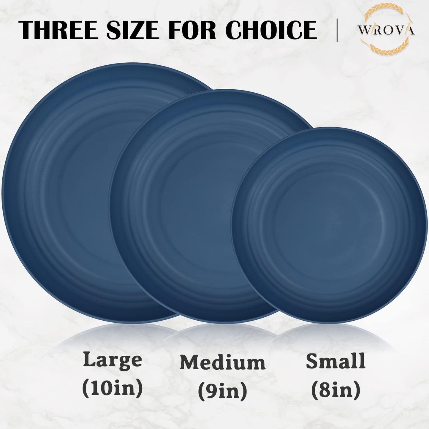 10 Inch Unbreakable Dinner Plates Set of 8 - Dishwasher & Microwave Safe