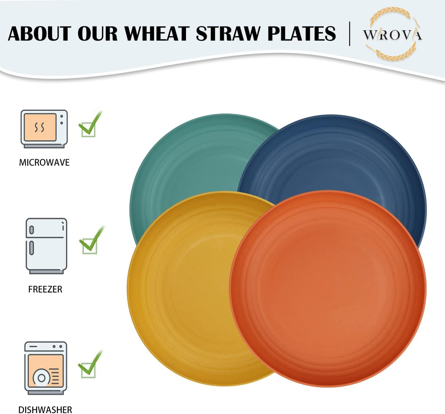 10 Inch Unbreakable Dinner Plates Set of 8 - Dishwasher & Microwave Safe
